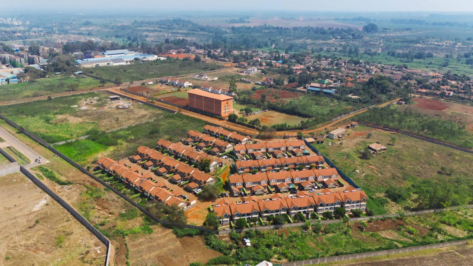 Aerial view of a developed Wezesha estate